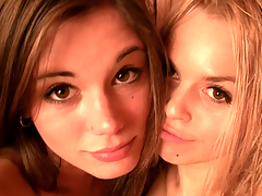 Little Caprice and Sabrina Blond giving a kiss & finger fucking in sauna
